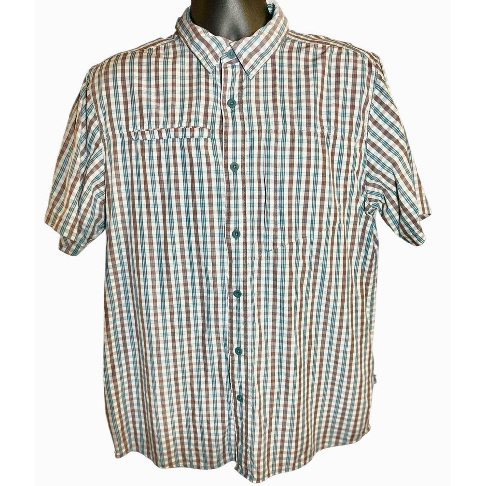 The North Face Shirt Mens Large Plaid Short Sleeve Button Up Shirt Performance - Picture 7 of 11